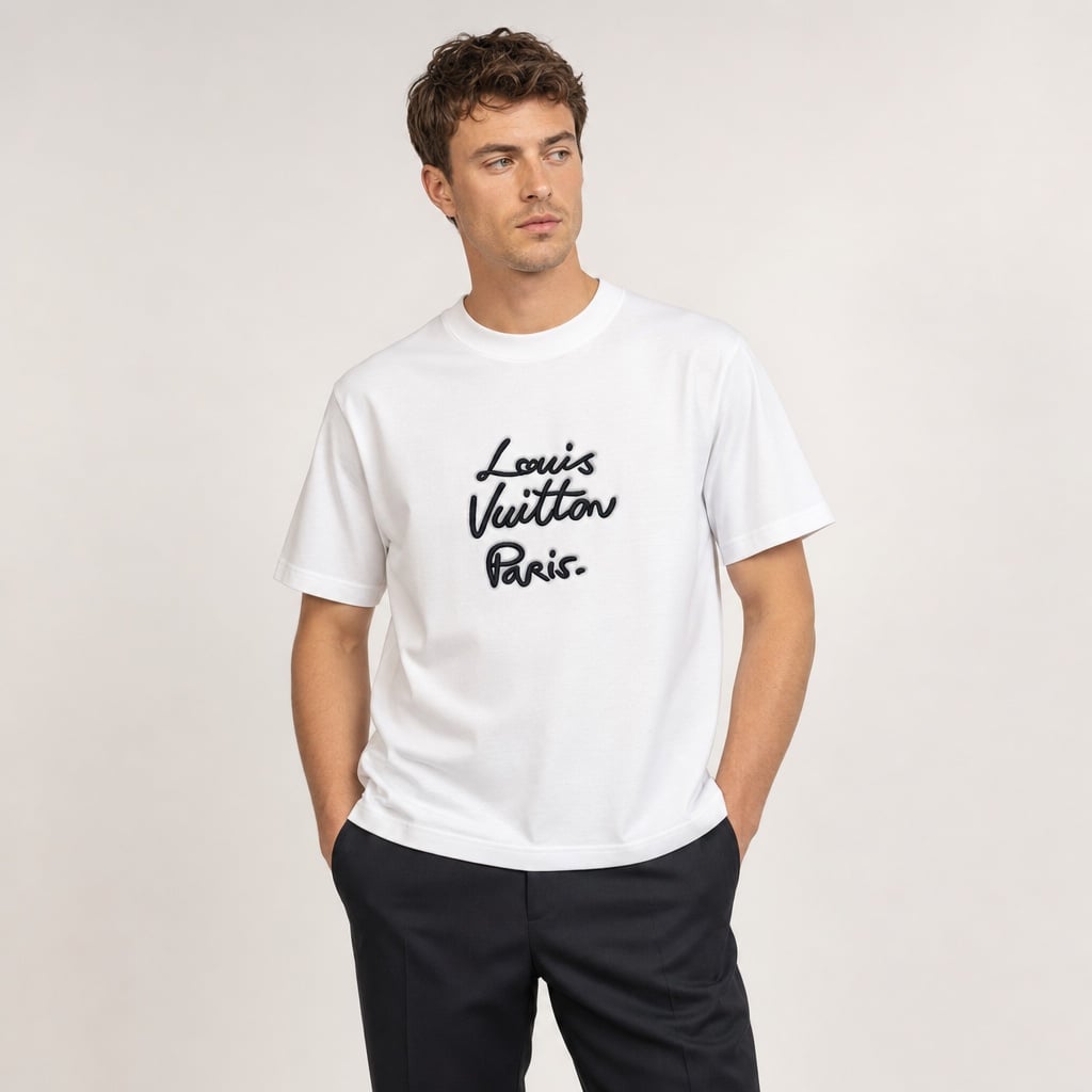 Paris Script T-Shirt in white and black