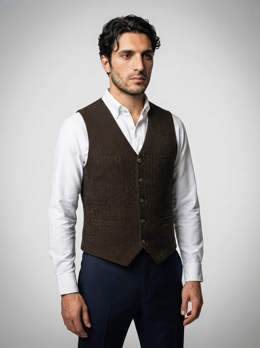 The Cavendish Tailored Vest in Brown
