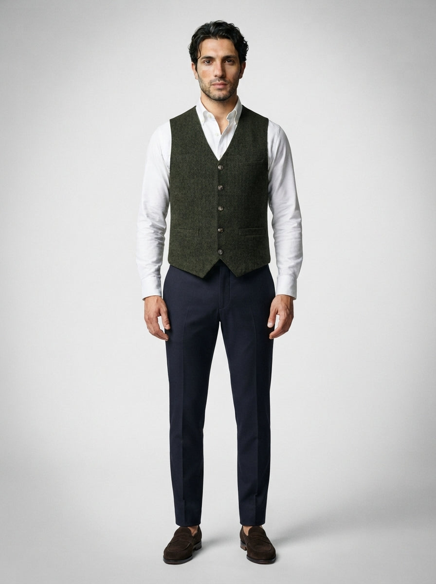 The Cavendish Tailored Vest in Olive