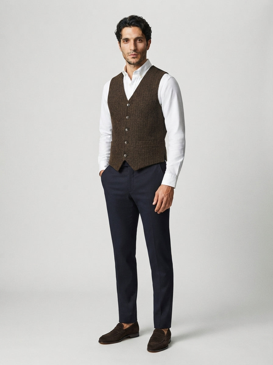 The Cavendish Tailored Vest in Brown