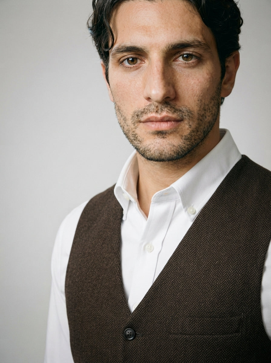 The Cavendish Tailored Vest in Brown