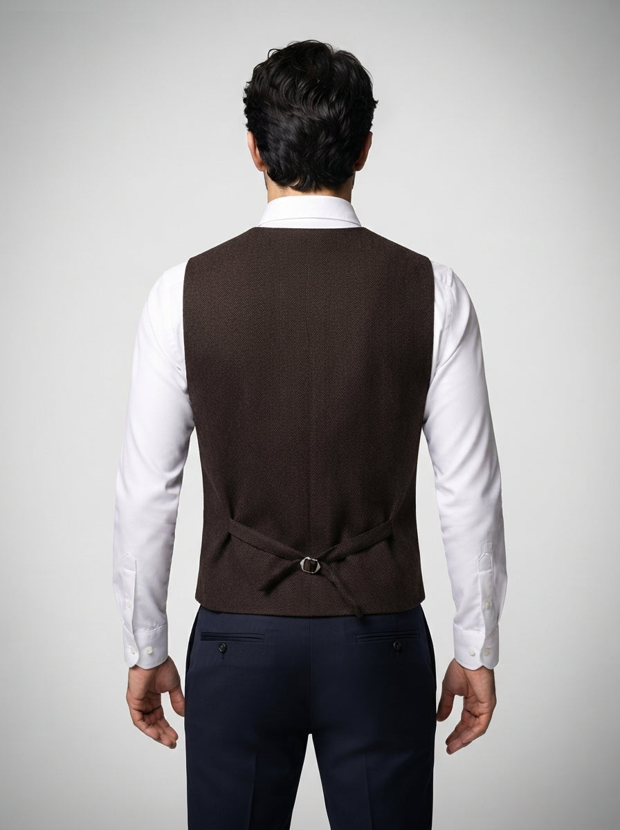 The Cavendish Tailored Vest in Brown