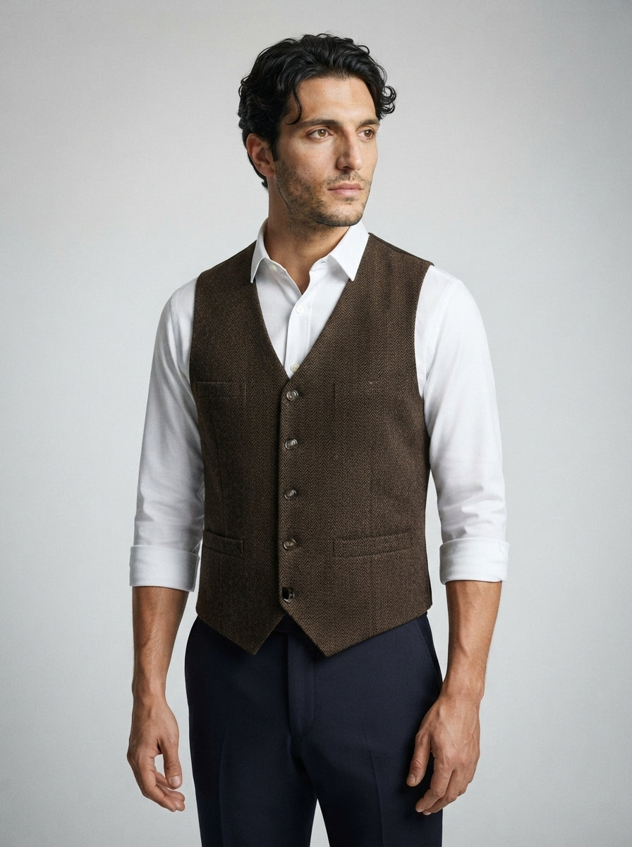 The Cavendish Tailored Vest in Brown