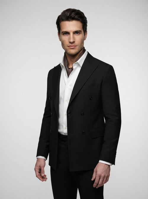 The Kingsbridge Double Breasted Suit in Black