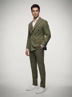 The Kingsbridge Double Breasted Suit in Olive