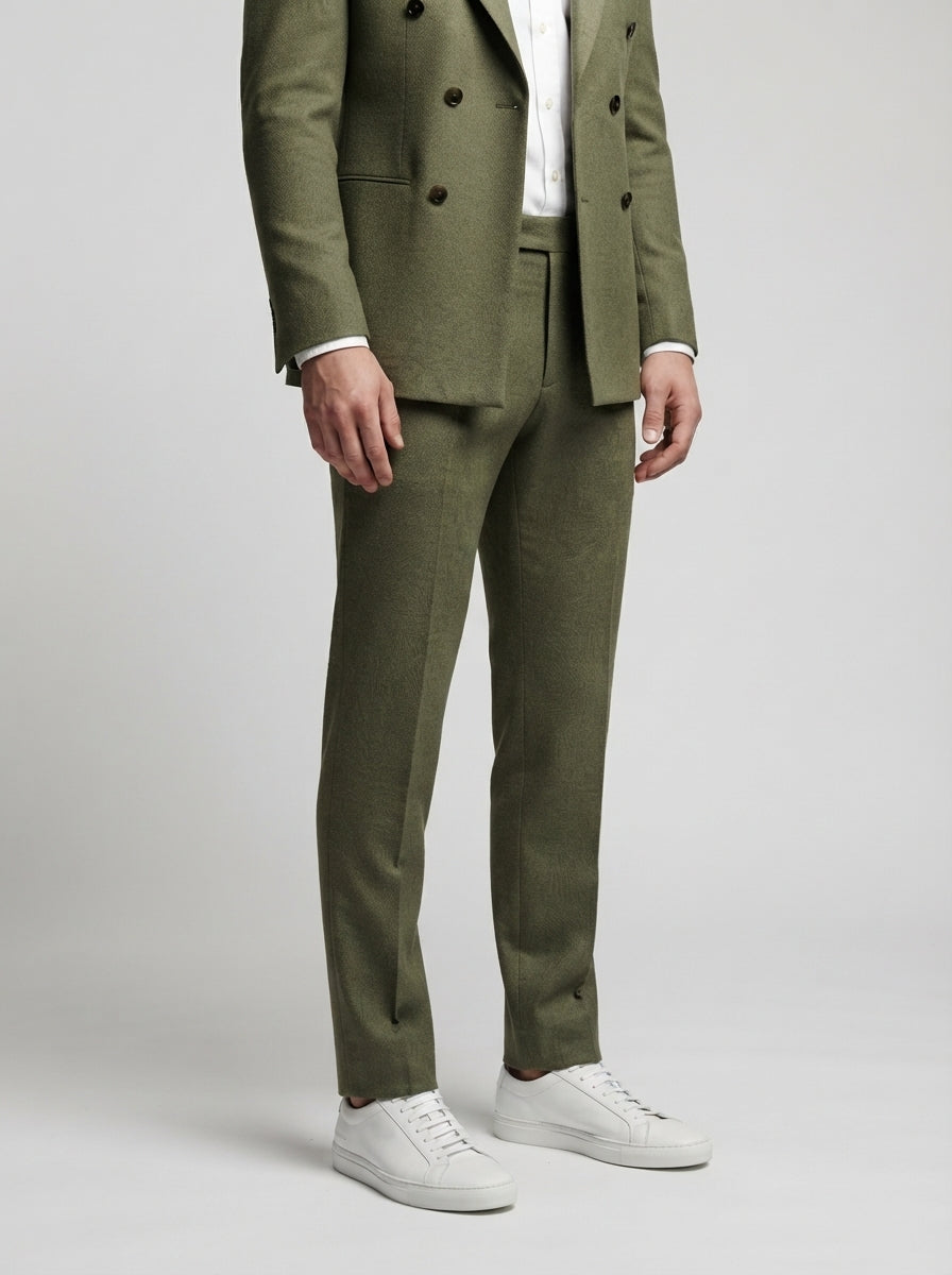 The Kingsbridge Double Breasted Suit in Olive