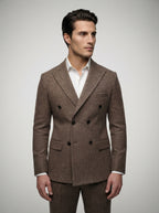 The Kingsbridge Double Breasted Suit in Brown
