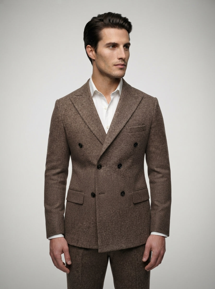 The Kingsbridge Double Breasted Suit in Brown