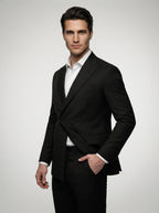 The Kingsbridge Double Breasted Suit in Black