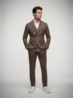 The Kingsbridge Double Breasted Suit in Brown