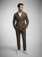 The Kingsbridge Double Breasted Suit in Brown