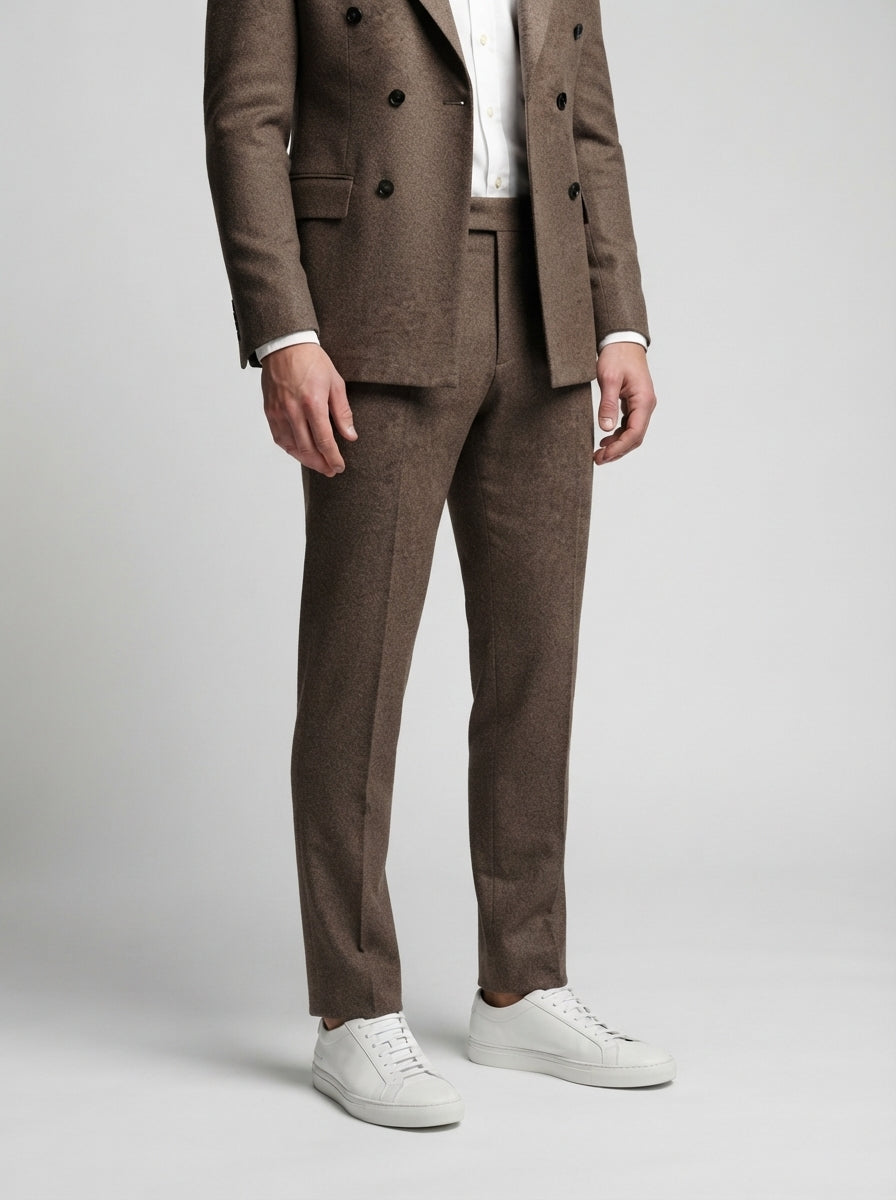 The Kingsbridge Double Breasted Suit in Brown