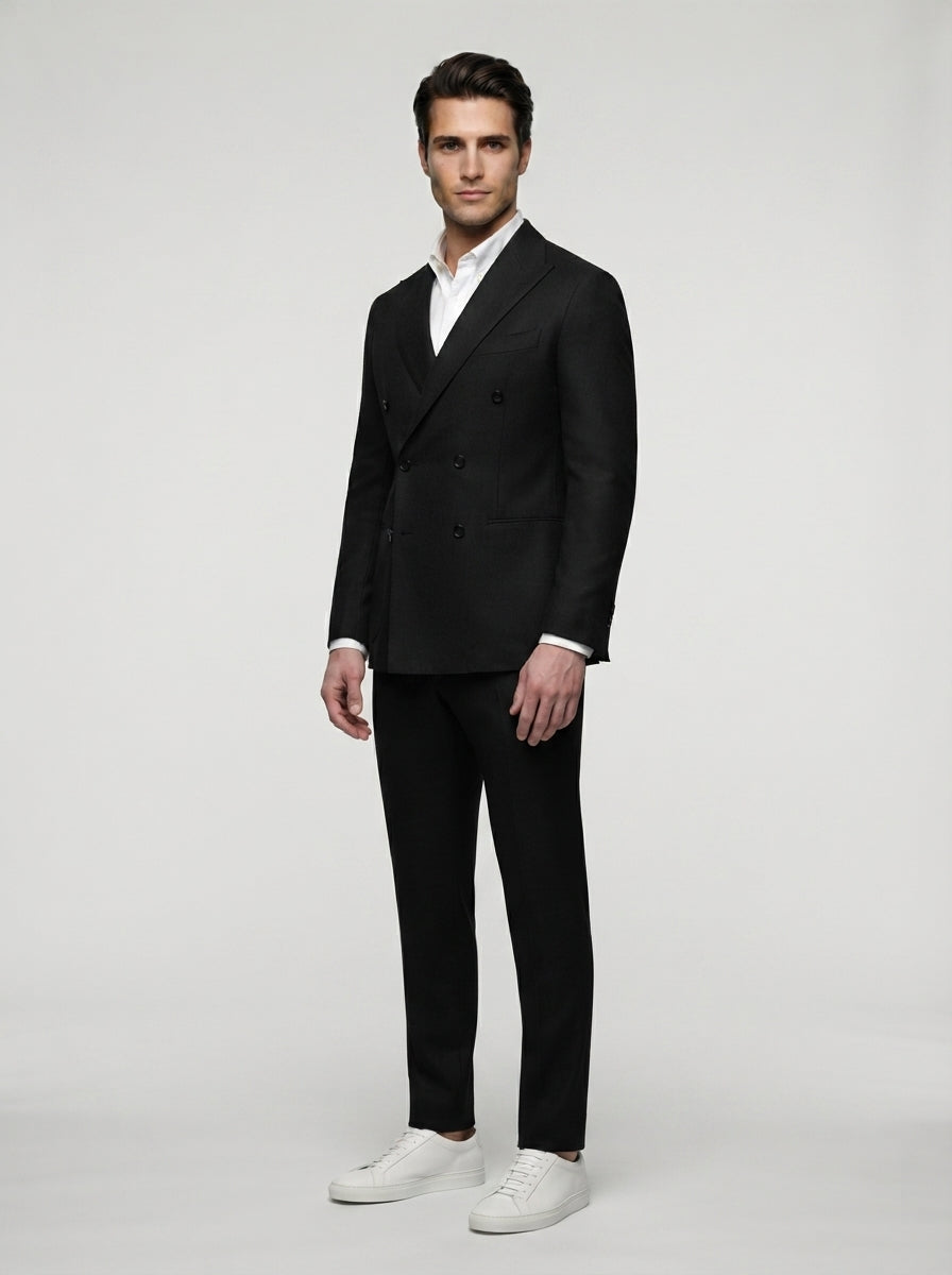 The Kingsbridge Double Breasted Suit in Black