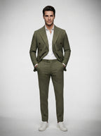 The Kingsbridge Double Breasted Suit in Olive
