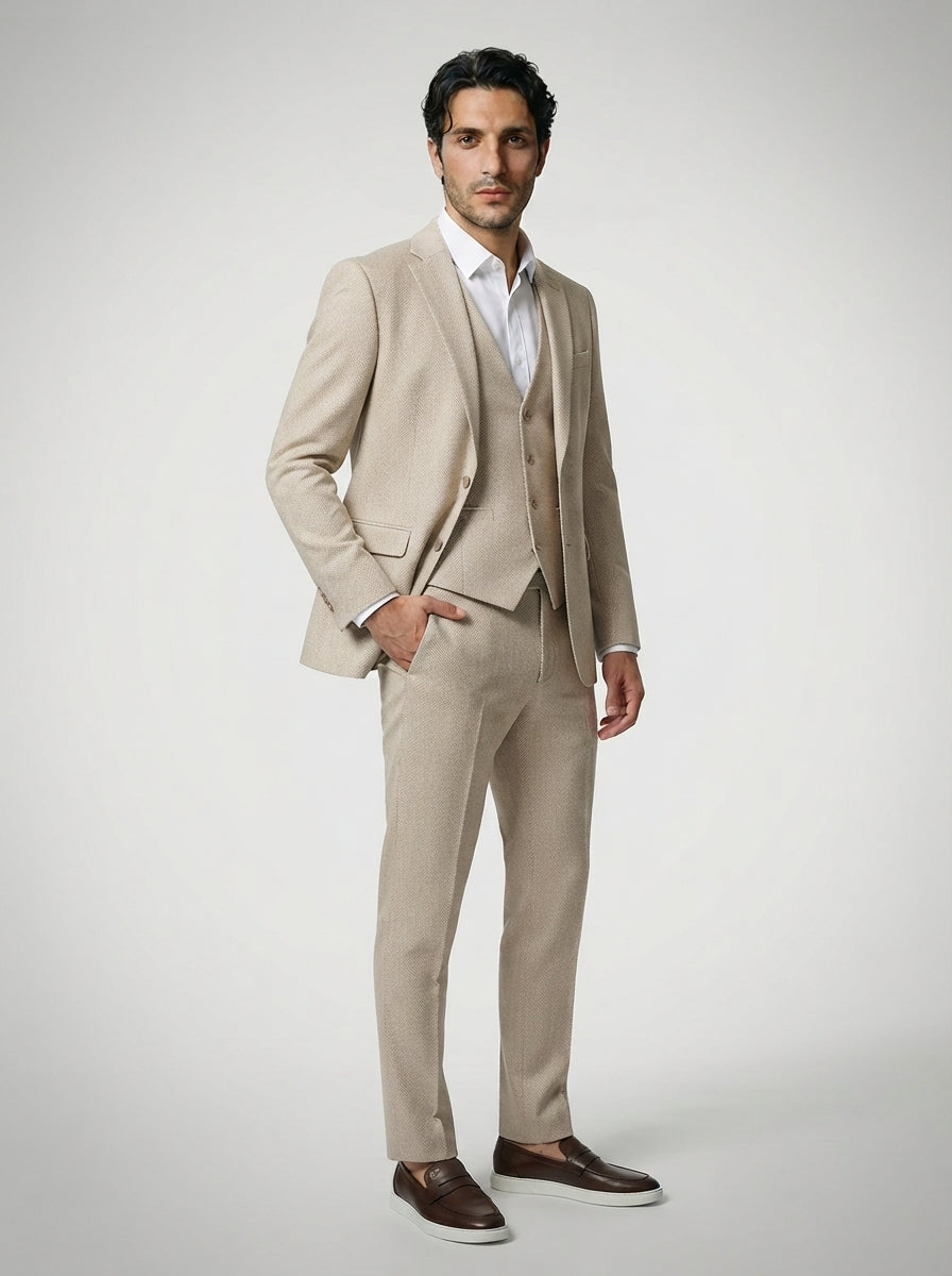 The Fairholme Three Piece Suit in Beige