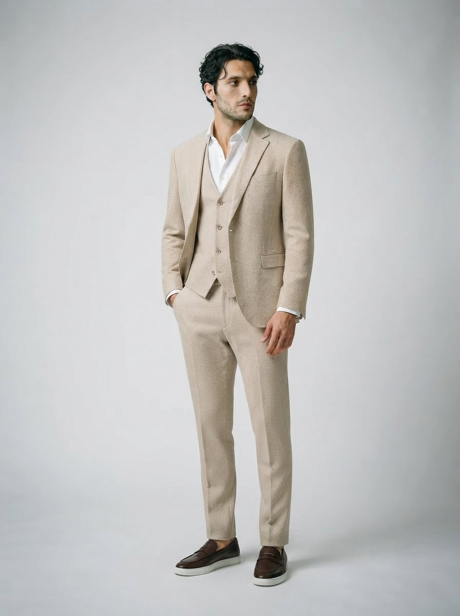The Fairholme Three Piece Suit in Beige