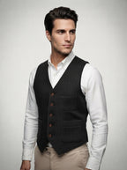 The Kirkstall Herringbone Vest in Charcoal