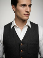 The Kirkstall Herringbone Vest in Charcoal