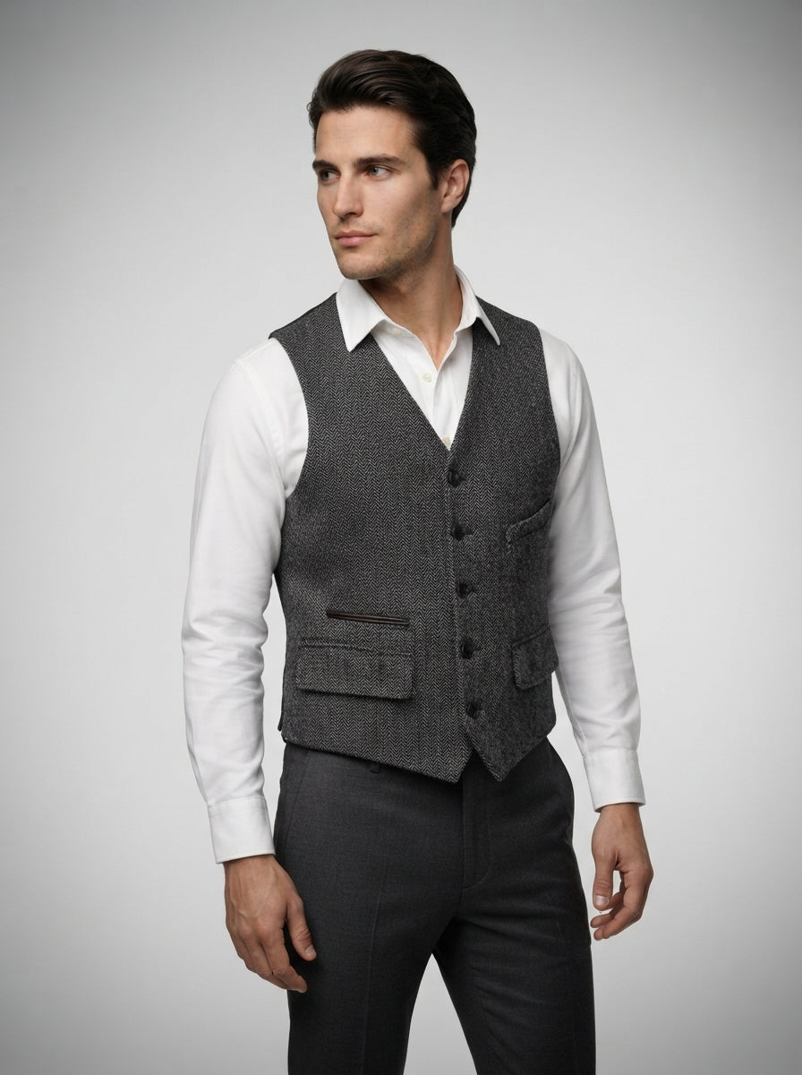 The Foxbury Flap Pocket Vest in Gray