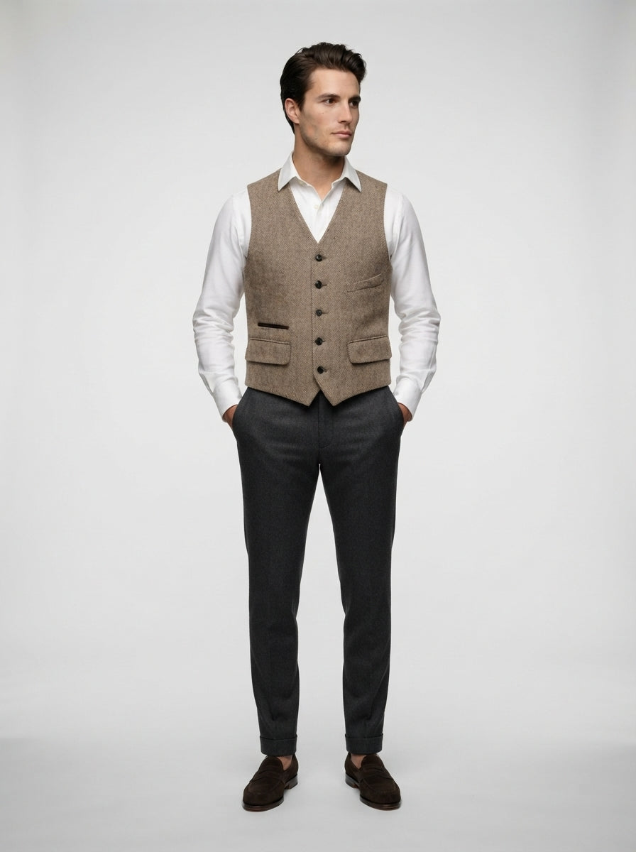 The Foxbury Flap Pocket Vest in Brown