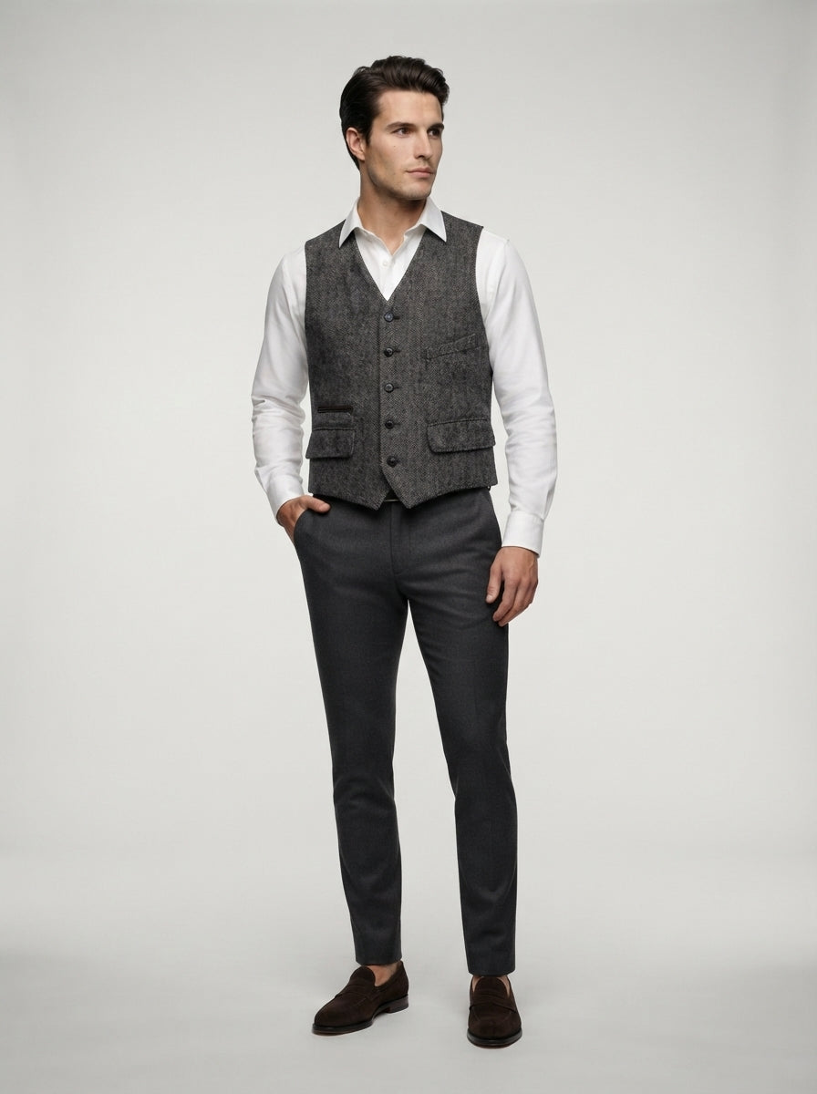 The Foxbury Flap Pocket Vest in Gray