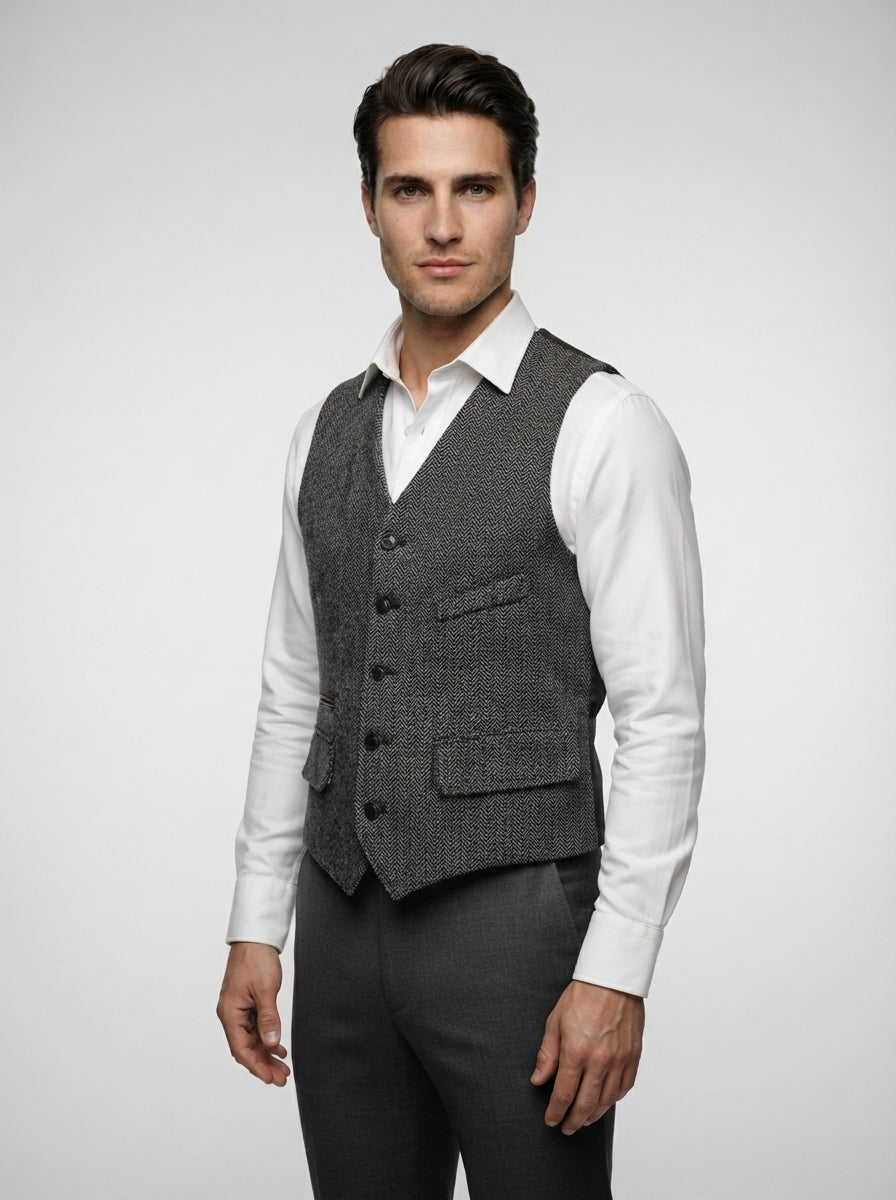 The Foxbury Flap Pocket Vest in Gray