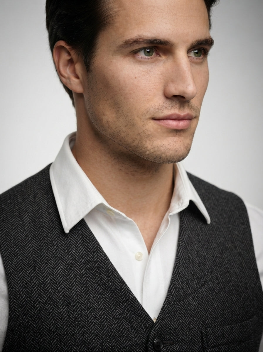 The Foxbury Flap Pocket Vest in Charcoal