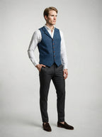 The Thoresby Lapel Vest in Blue