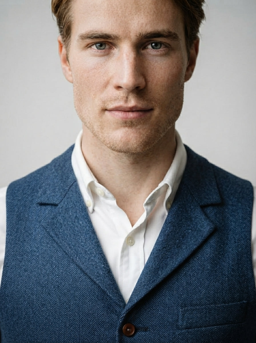 The Thoresby Lapel Vest in Blue