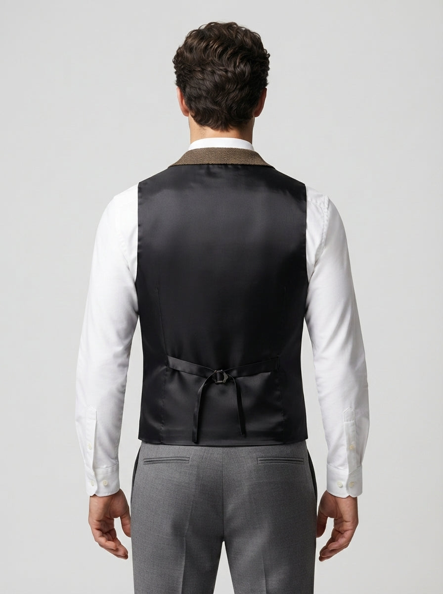 The Vernham Peak Lapel Vest in Brown