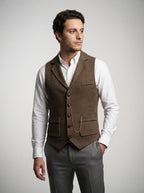 The Vernham Peak Lapel Vest in Brown