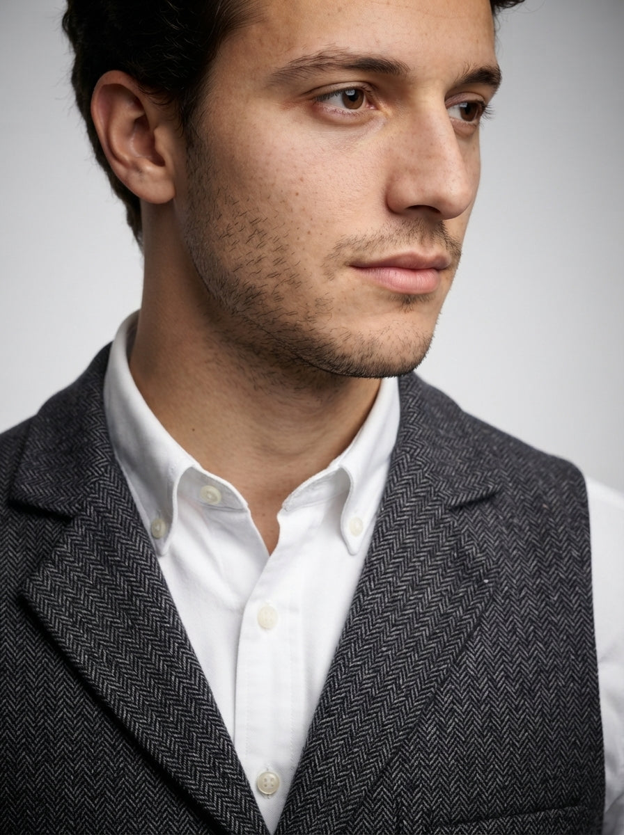 The Vernham Peak Lapel Vest in Charcoal