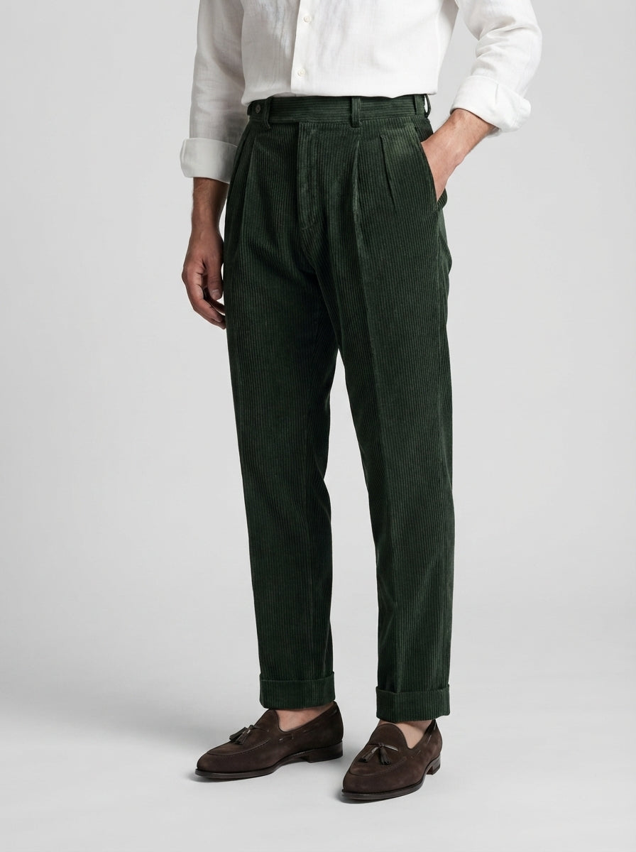 The Ashcombe Cord Pleat in Green
