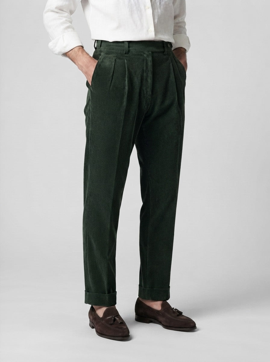 The Ashcombe Cord Pleat in Green