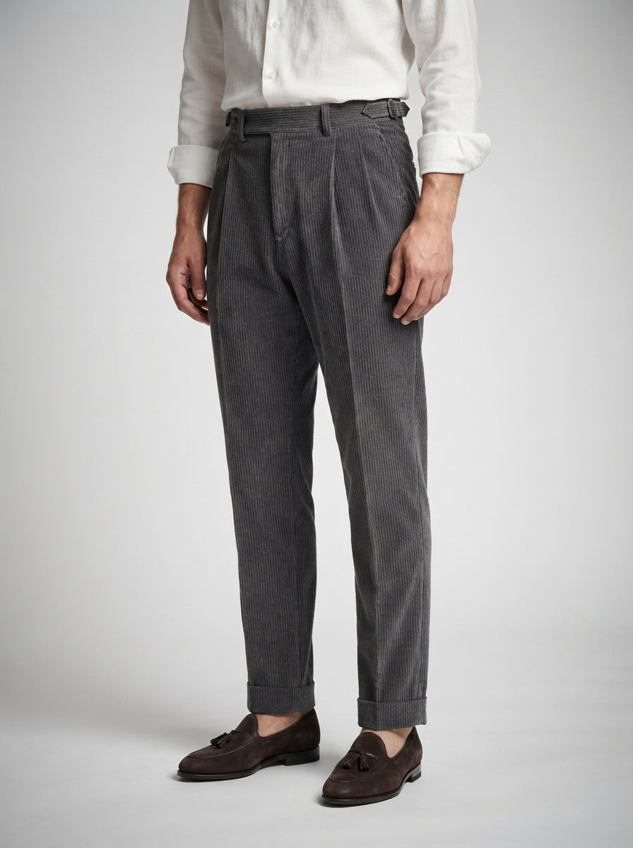 The Ashcombe Cord Pleat in Gray