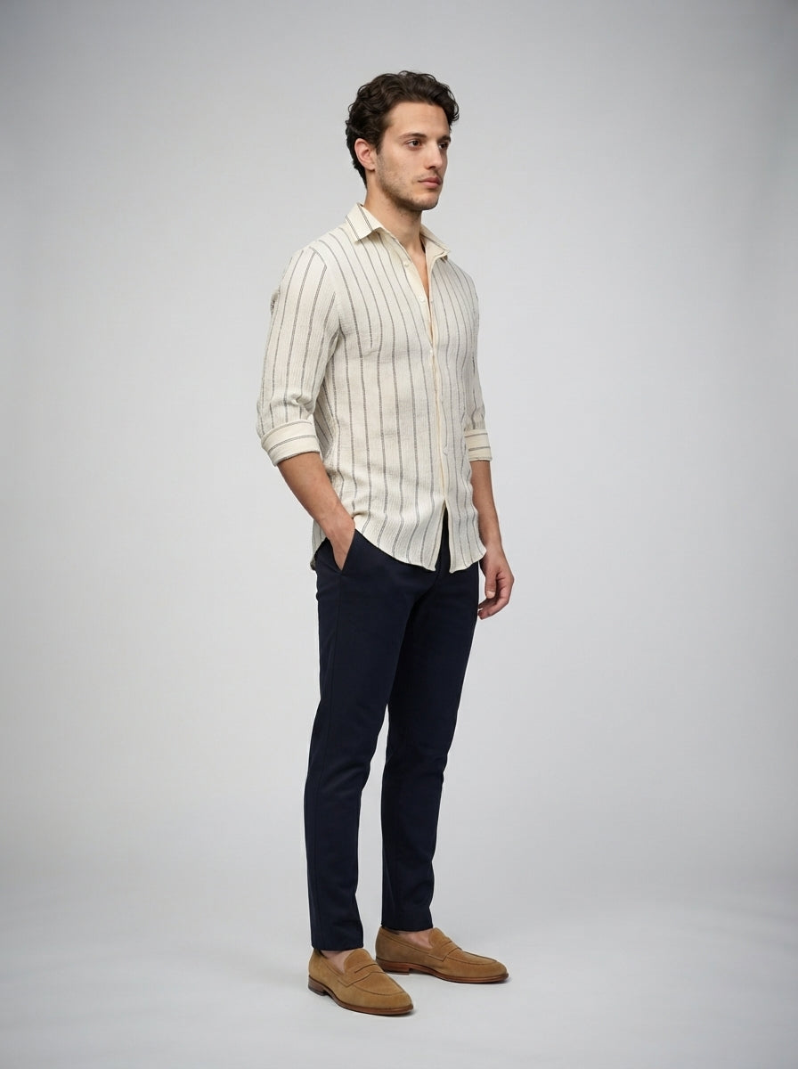 The Corbridge Crinkle Shirt in Cream