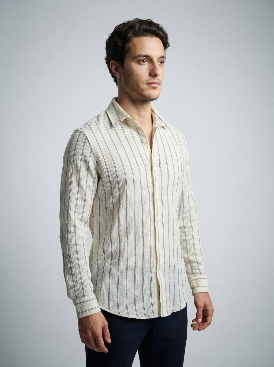 The Corbridge Crinkle Shirt in Cream