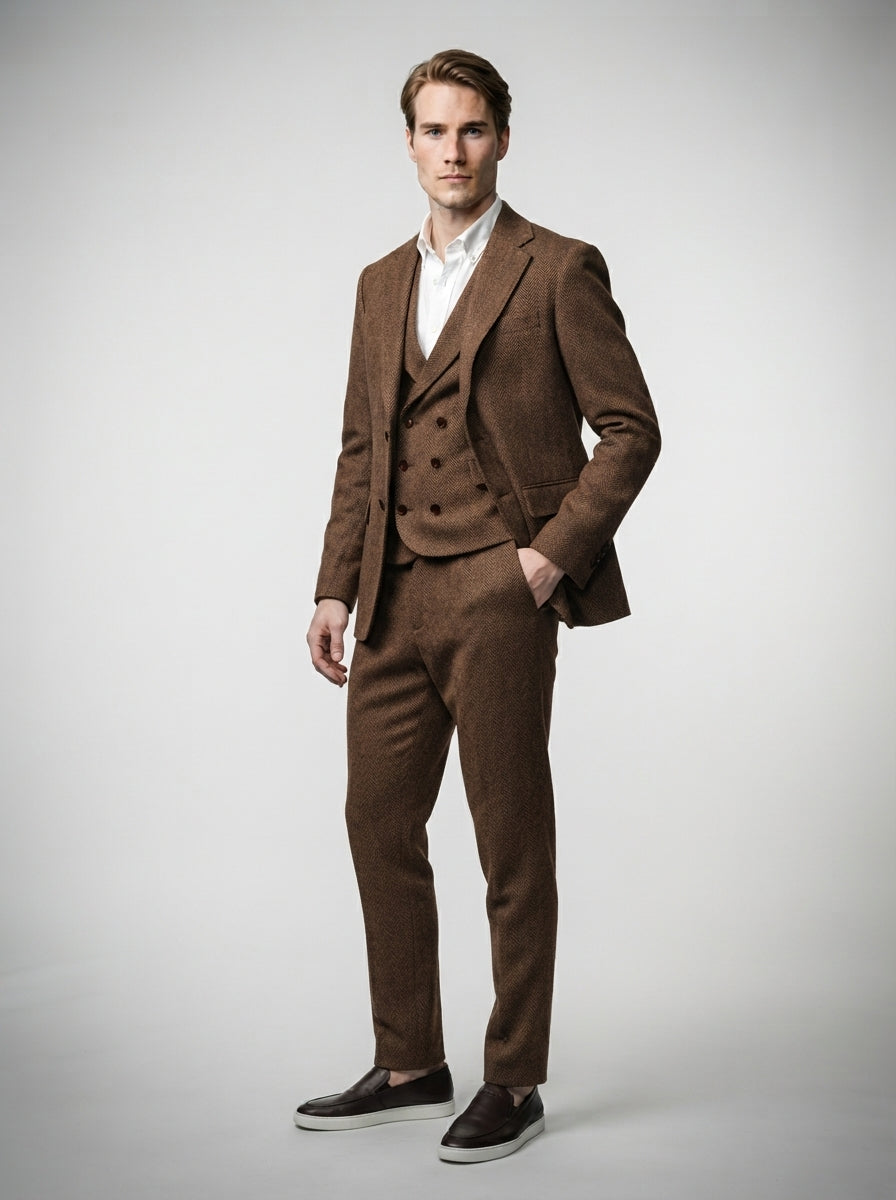 The Barrowden Three Piece Suit in Brown
