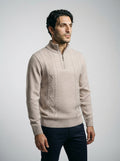 The Braemar Aran Zip in Beige