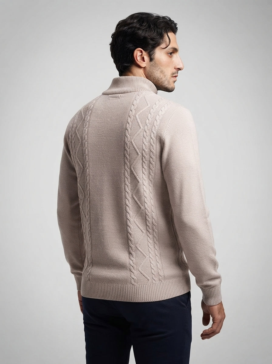 The Braemar Aran Zip in Beige