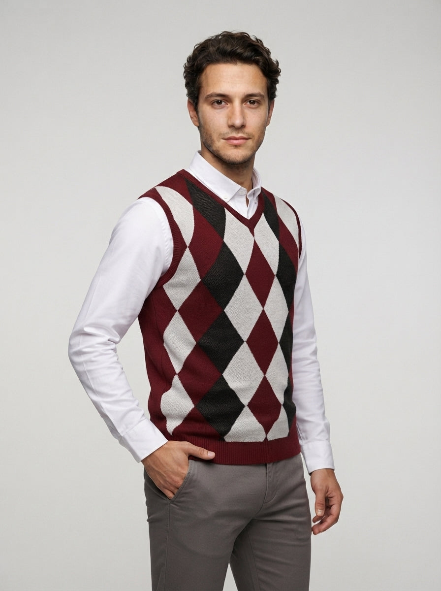 The Balfour Argyle Vest in Burgundy