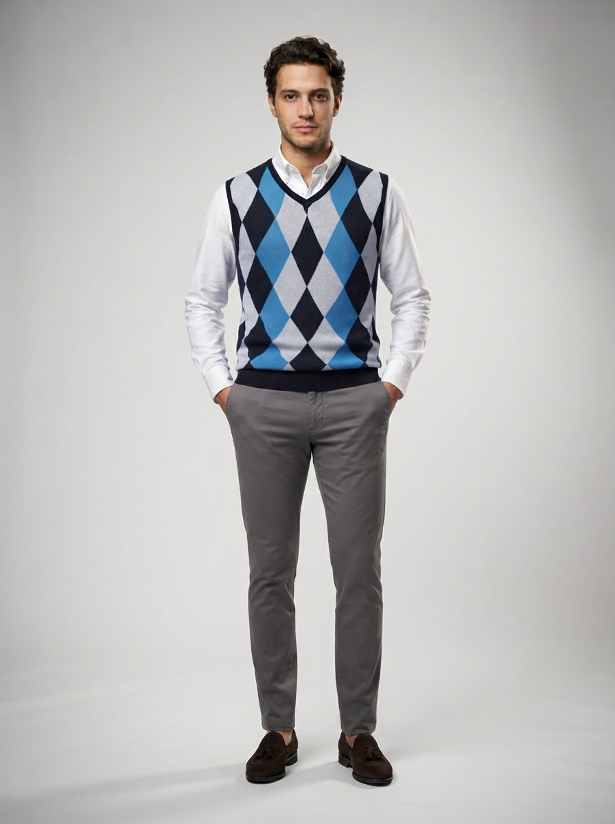 The Balfour Argyle Vest in Blue