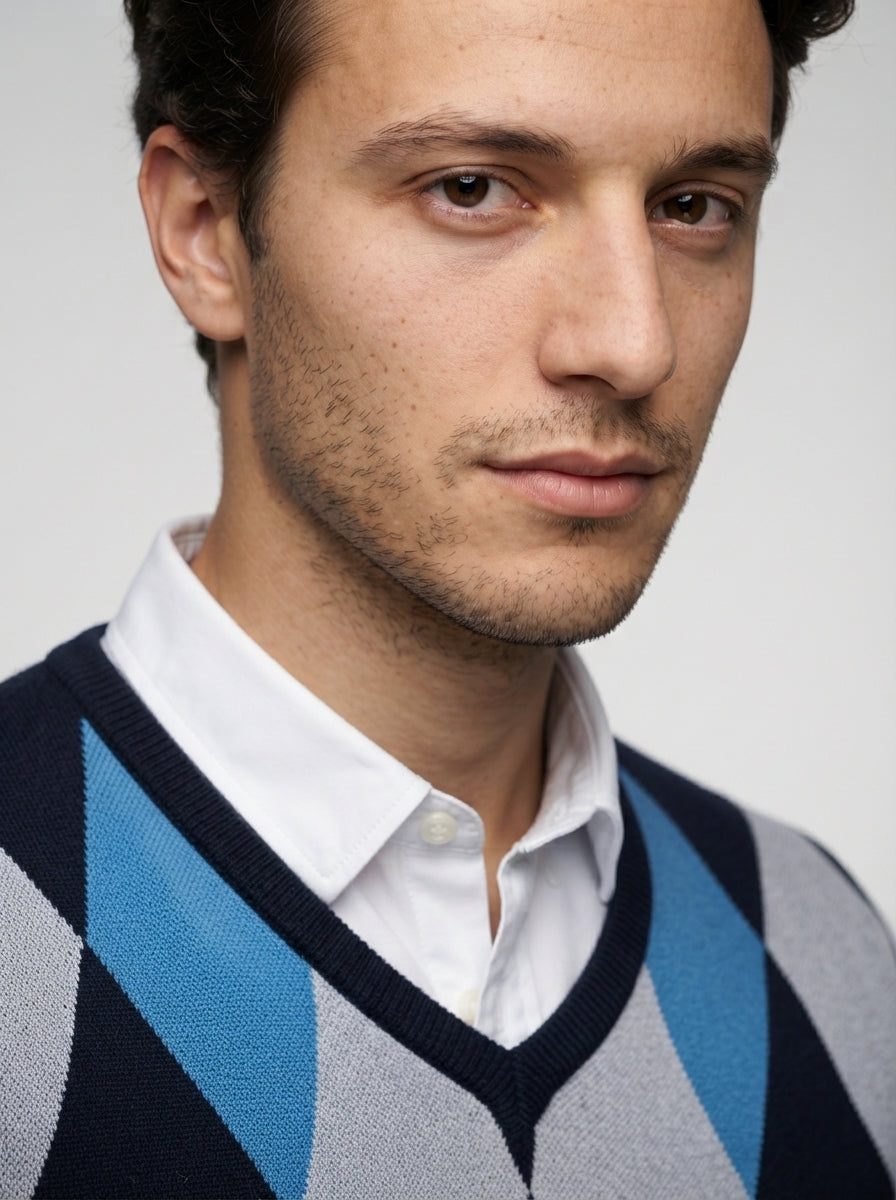 The Balfour Argyle Vest in Blue