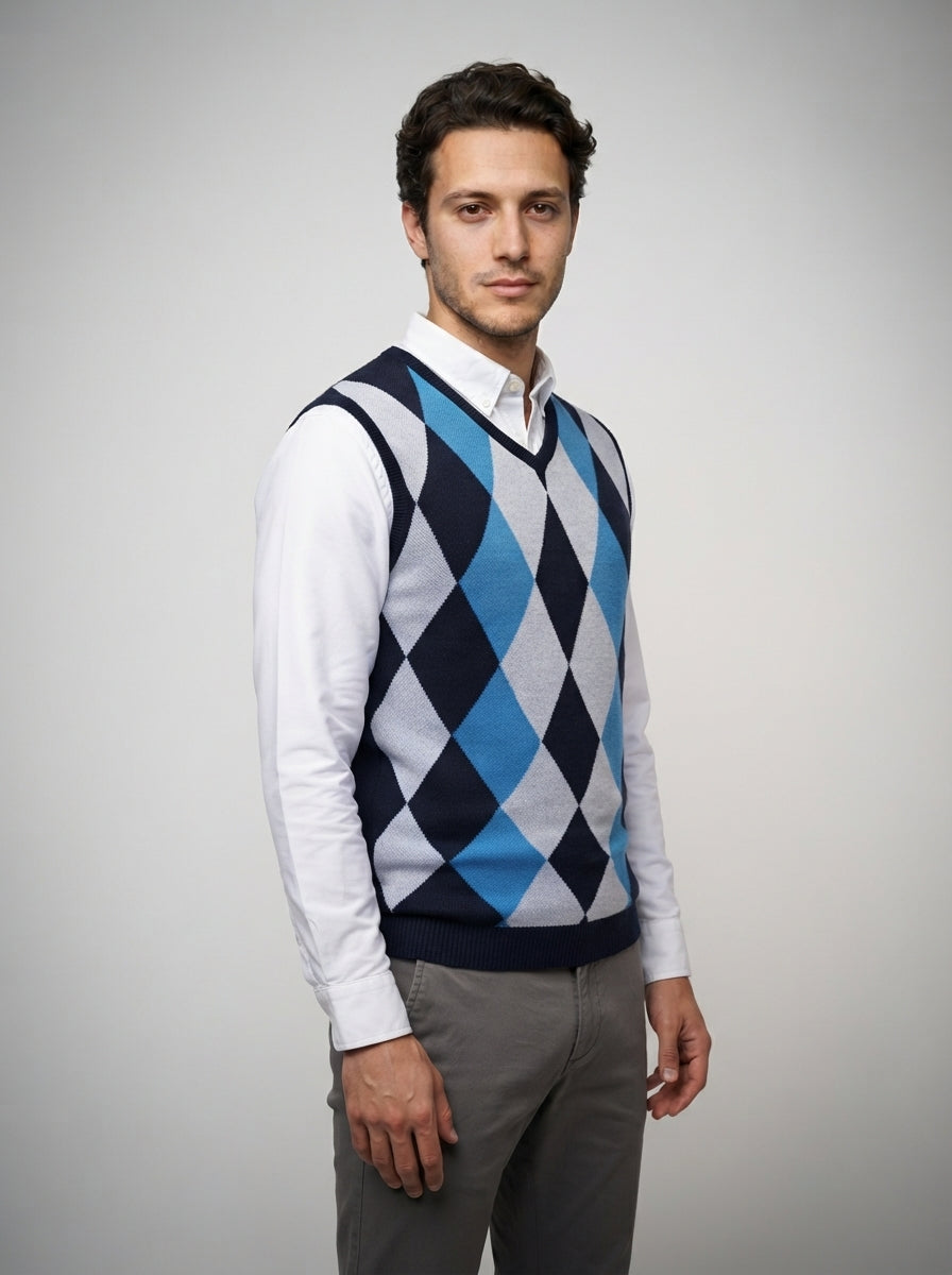 The Balfour Argyle Vest in Blue