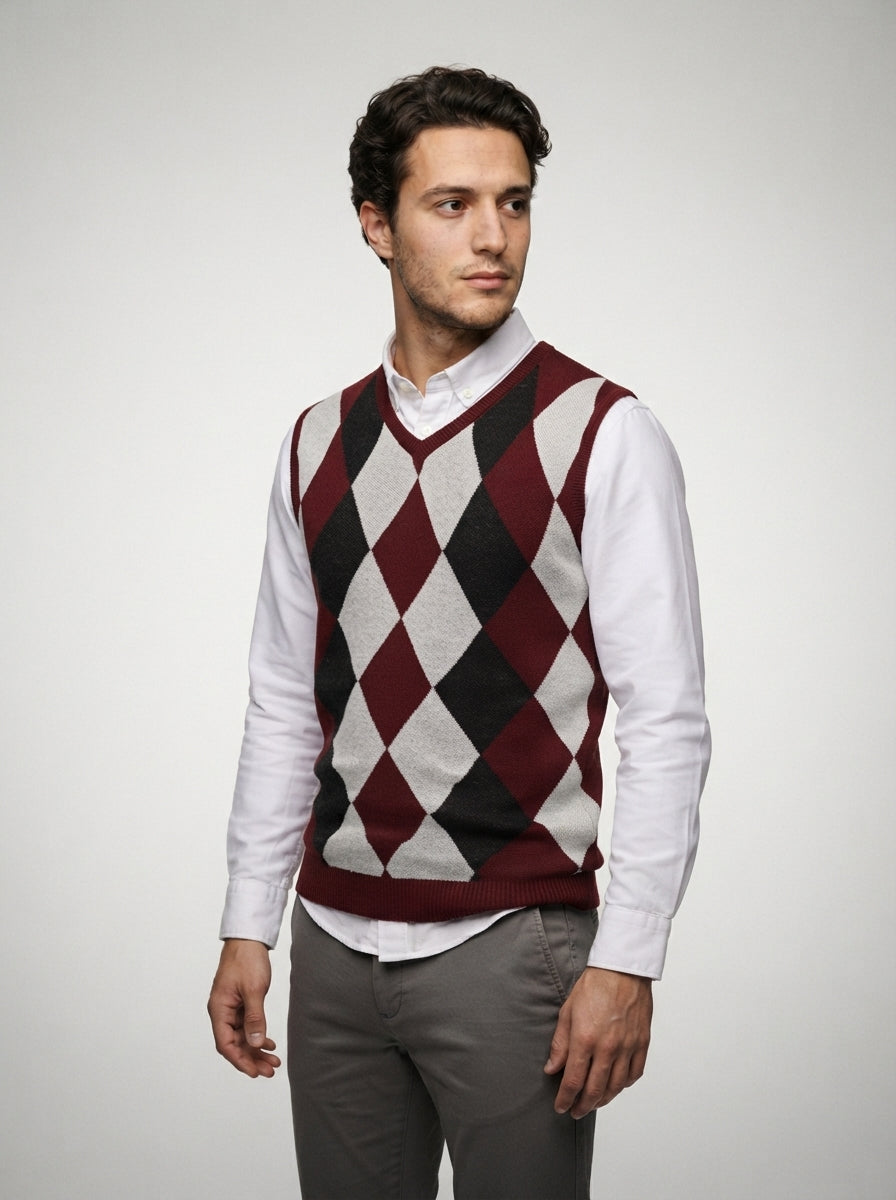 The Balfour Argyle Vest in Burgundy