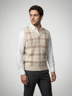 The Ambleside Check Vest in Cream