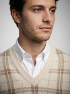 The Ambleside Check Vest in Cream