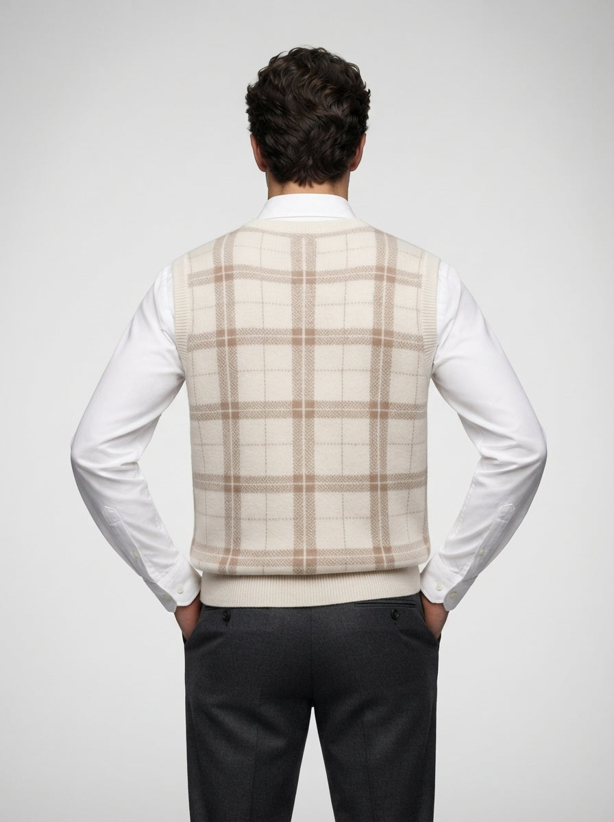The Ambleside Check Vest in Cream