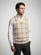 The Ambleside Check Vest in Cream