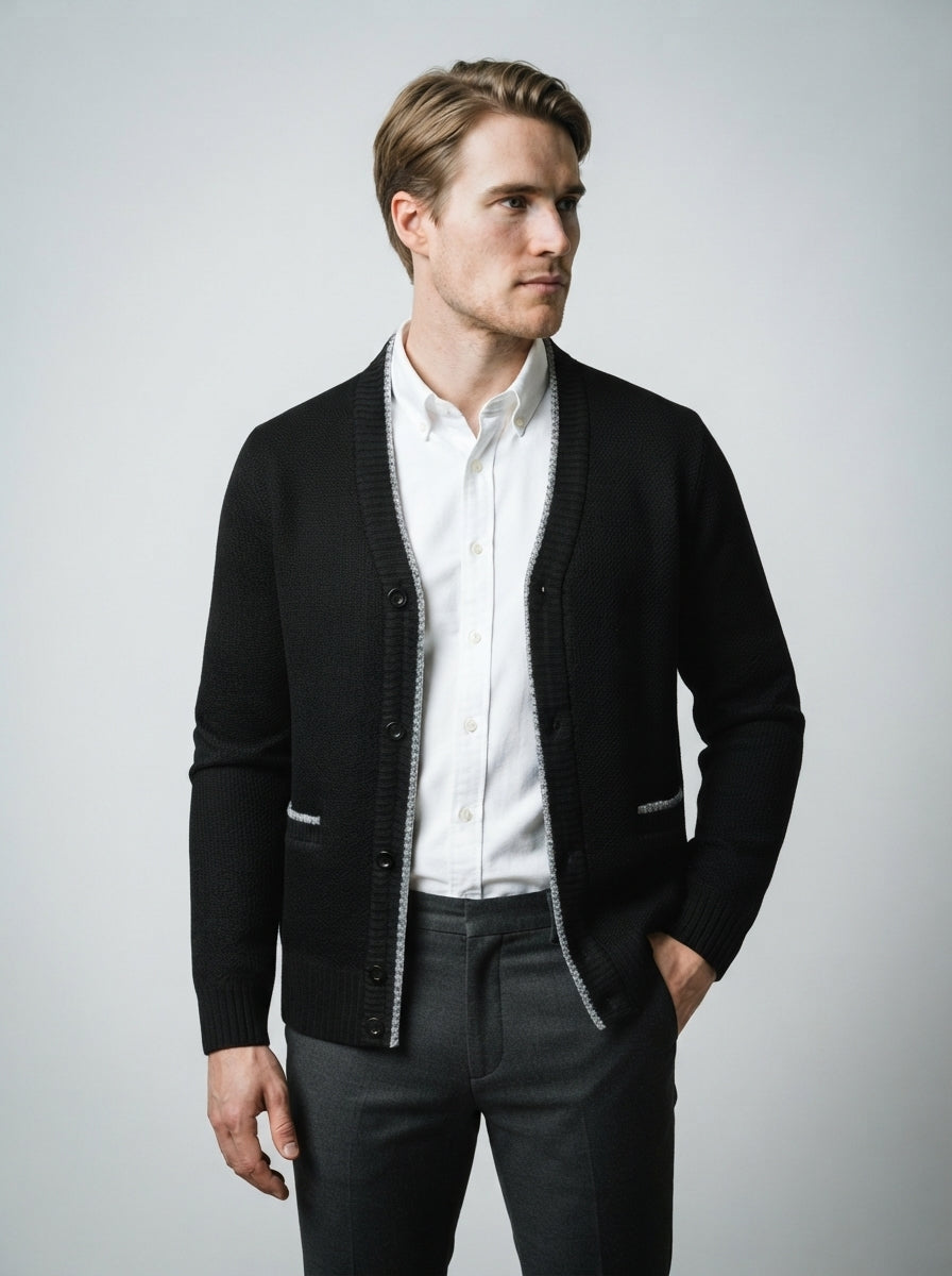 The Radleigh Button Cardigan in Black